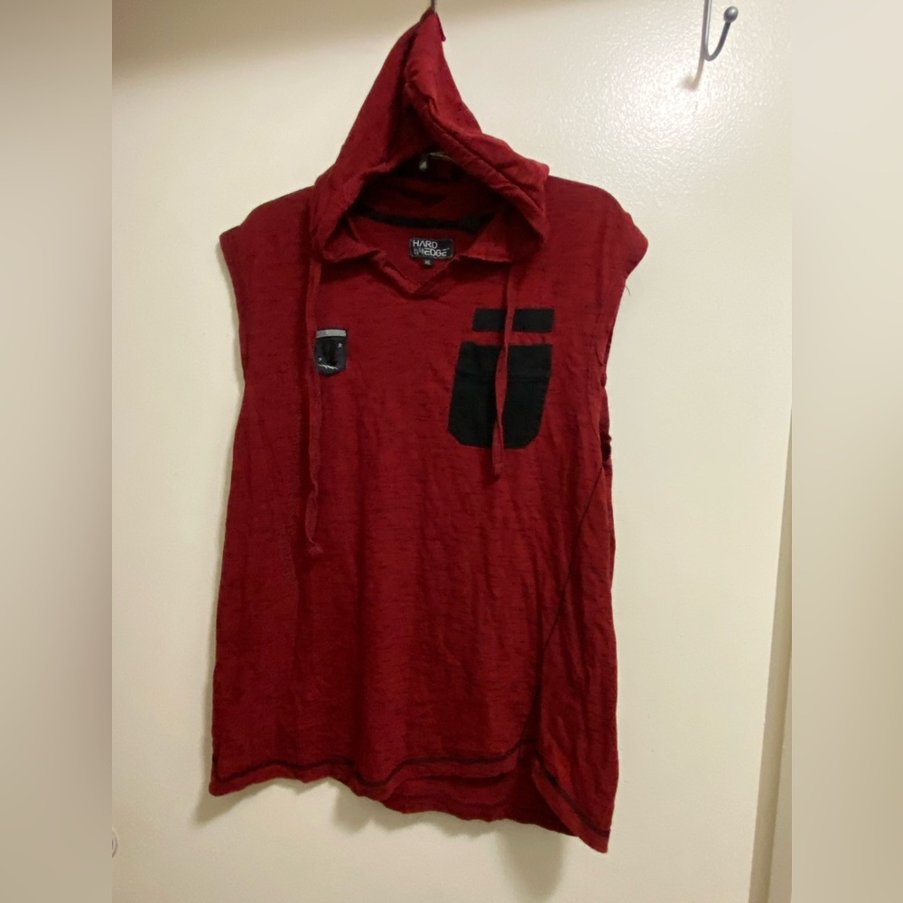 Hard Edge Mens Hooded Sleeveless Shirt Red XL Special Forces Chest 48”